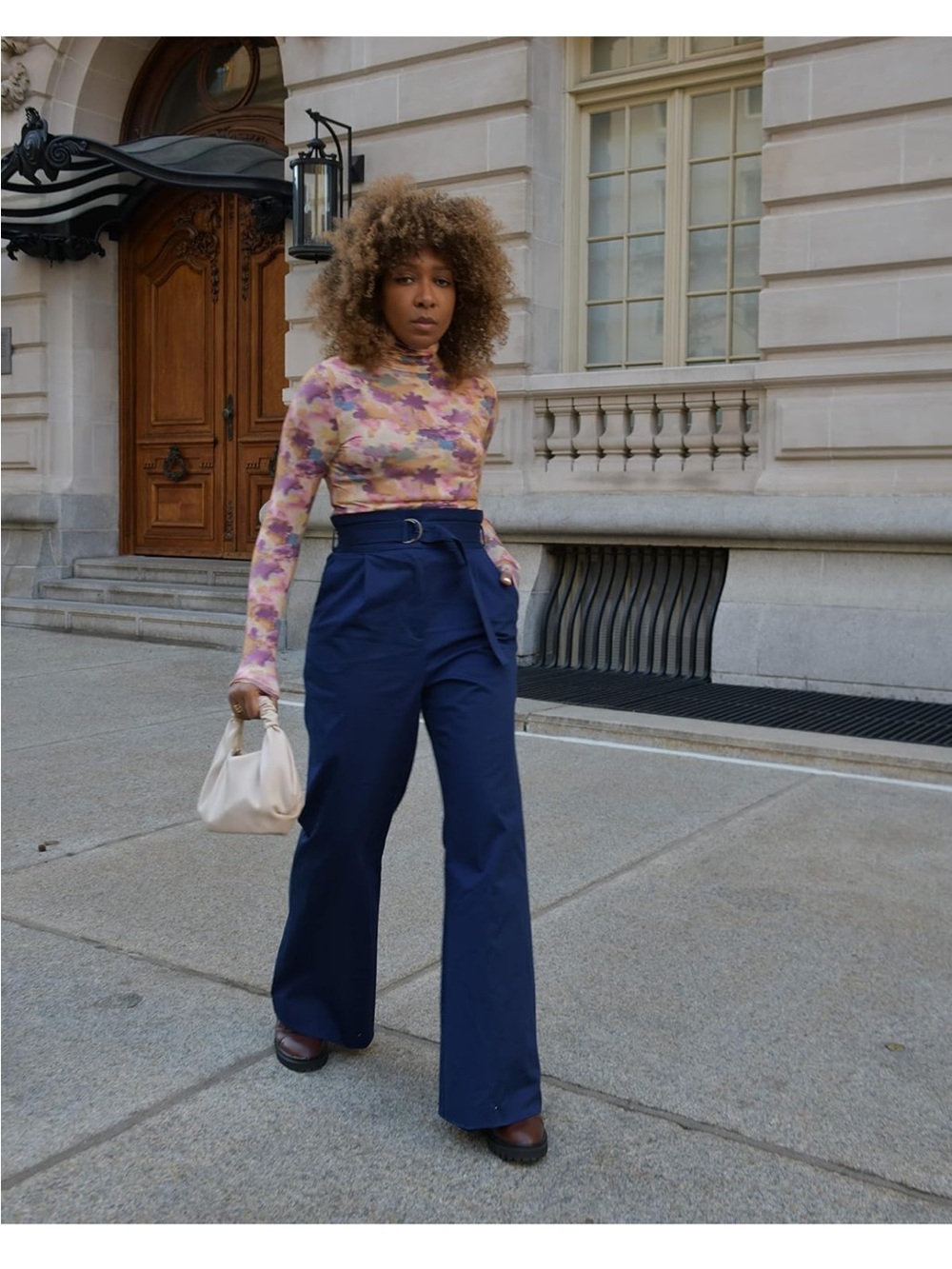 High-Rise Navy Wide-Leg Trousers - Boot Cut & Flare